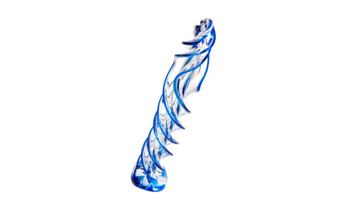 Sexus Blue Helix Glass Dildo 18.7cm - Glass Sex Toys