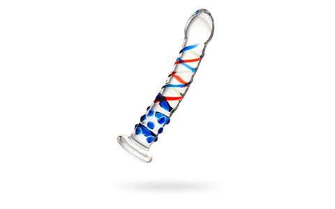 Sexus Blue Tip Suction Cup Glass Dong 18cm - Glass Sex Toys
