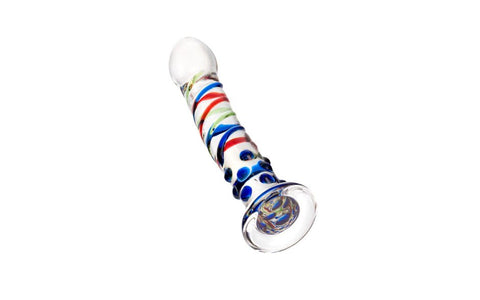 Sexus Blue Tip Suction Cup Glass Dong 18cm - Glass Sex Toys