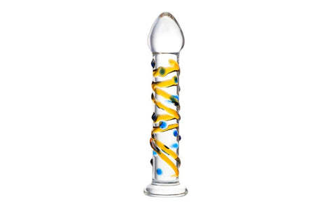 Sexus Suction Cup Glass Dildo 17.2cm Yellow - Glass Sex Toys