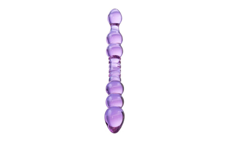 Sexus Glass Double Ender Glass Dildo 22.8cm Mauve Premium Glass Sex Toy - - Glass Sex Toys