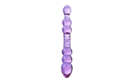 Sexus Glass Double Ender Glass Dildo 22.8cm Mauve Premium Glass Sex Toy - - Glass Sex Toys