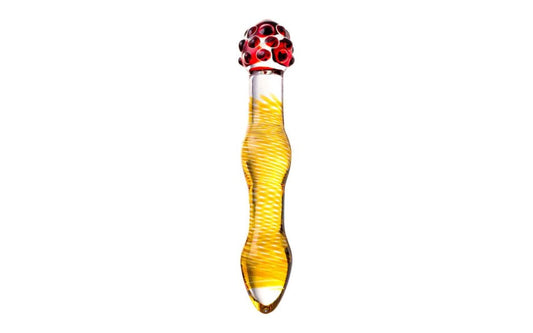 Sexus Glass Dildo 20.5cm Yellow & Red Medical Grade Glass Sex Toy - - Glass Sex Toys