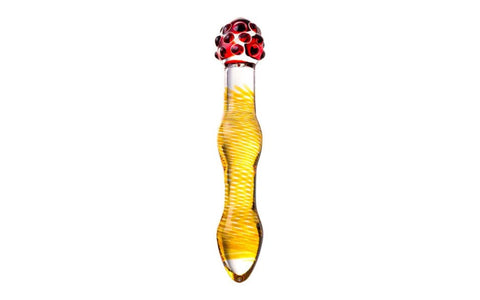 Sexus Glass Dildo 20.5cm Yellow & Red - Glass Sex Toys