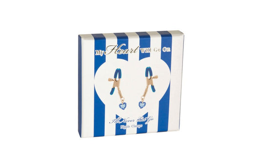 SI Novelties My Heart Will Go On Nipple Clamps with Heart Jewel Attachments - - Nipple and Clit Clamps