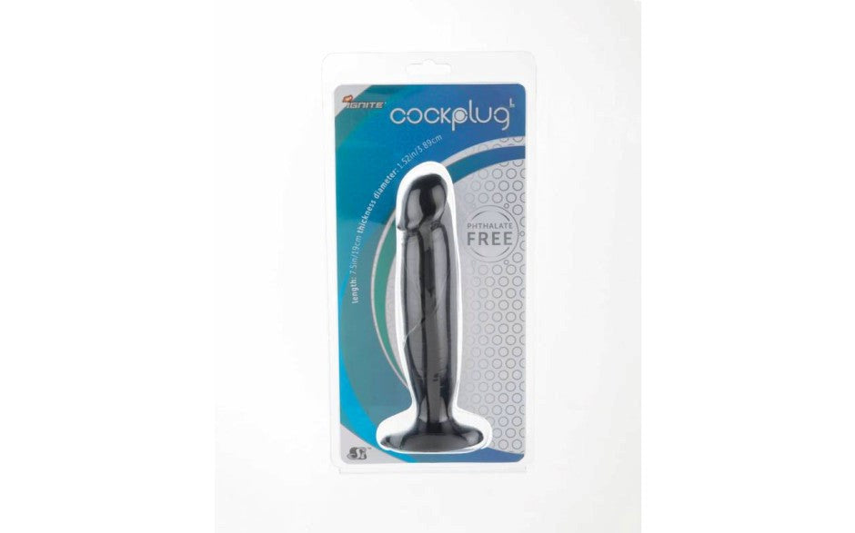 SI Novelties Large Size Realistic Cock Plug Black 7.5 Inch Urethral Plug - - Butt Plugs