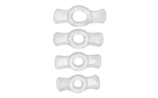 XR Brands Size Matters Endurance 4 Piece Penis Ring Set Clear TPR Construction - - Cock Ring Sets