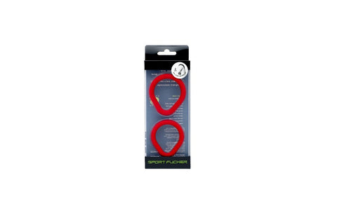 Sport Fucker 2 Pack Epic Hard On Silicone Cock Rings Kit Red Dual Size Set - Cock Ring Sets