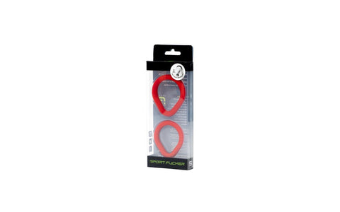 Sport Fucker 2 Pack Epic Hard On Silicone Cock Rings Kit Red Dual Size Set - Cock Ring Sets