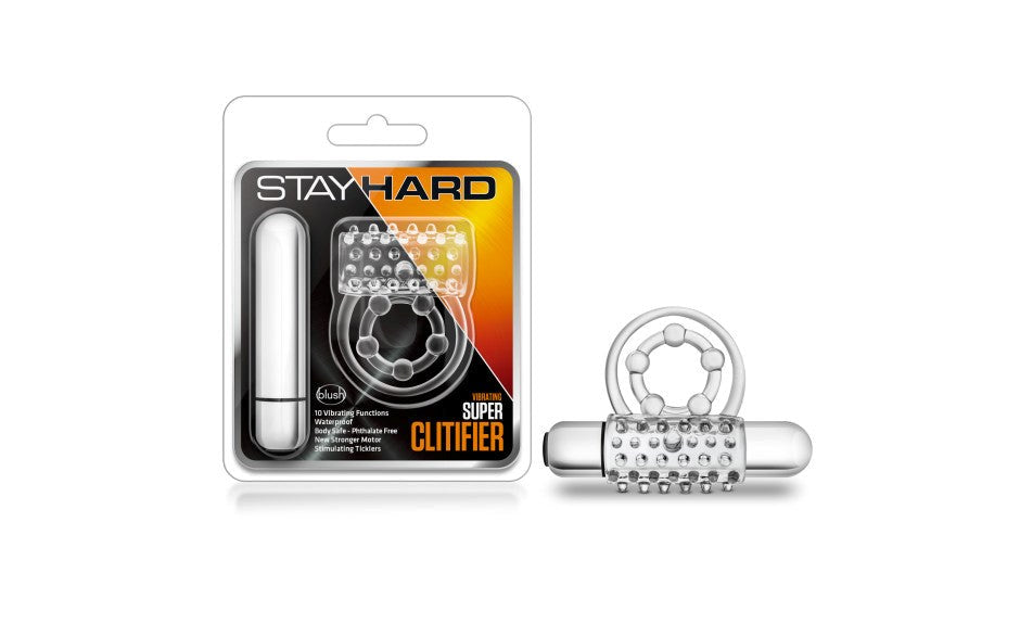 Stay Hard Super Clitifier Vibrating Cock Ring Clear - - Vibrating Cock Rings