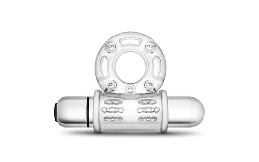 Stay Hard 10 Function Vibrating Mega Bull Penis Ring Clear - - Vibrating Cock Rings