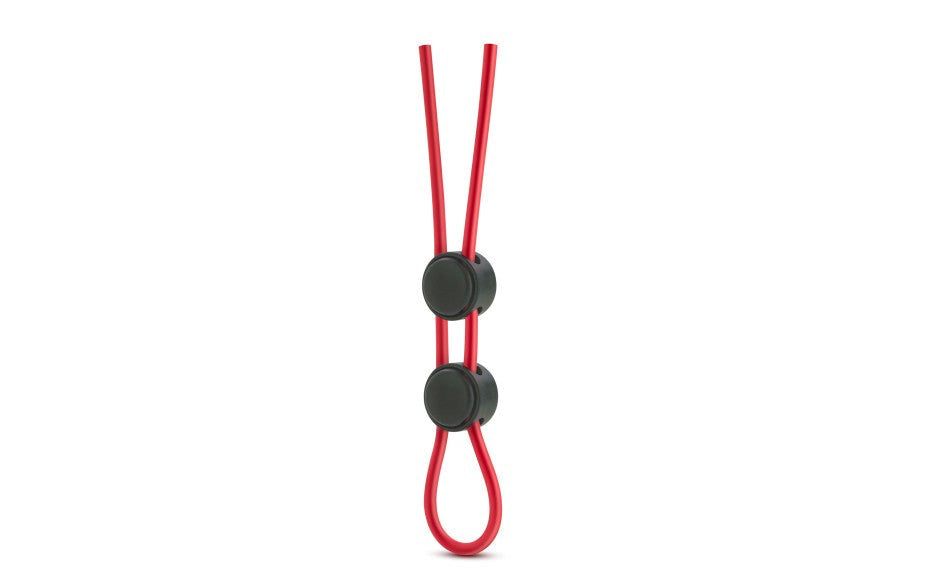 Blush Novelties Stay Hard Silicone Double Loop Lasso Style Cock Ring Red - Cock Rings