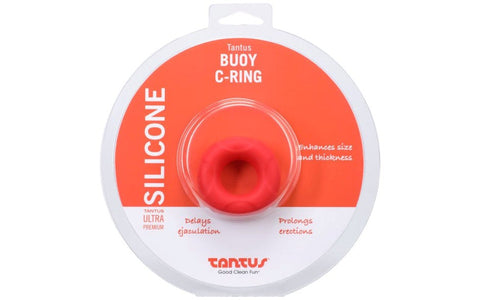 Tantus Buoy Stretchy Silicone Mens Cock Ring Medium Crimson - Stretchy Cock Rings