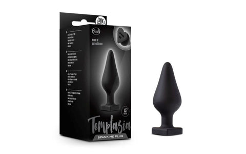 Blush Novelties Temptasia Spank Me Silicone Butt Plug Black Heart Base - Butt Plugs