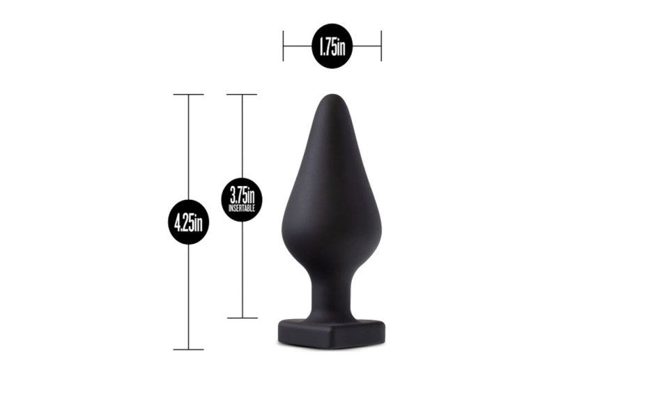 Blush Novelties Temptasia Fuck Me Flexible Silicone Butt Plug Black Heart Base - Butt Plugs