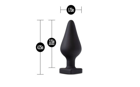 Blush Novelties Temptasia Fuck Me Flexible Silicone Butt Plug Black Heart Base - Butt Plugs