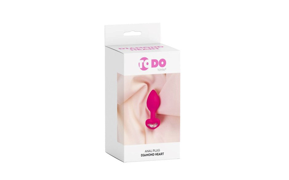 ToDo Diamond Heart Silicone Anal Plug with Decorative Heart Jewel Base - - Butt Plugs