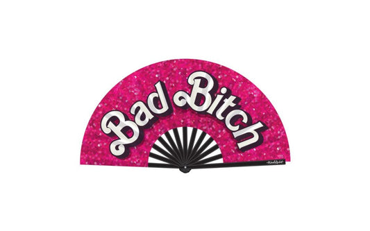 Wood Rocket Bad Bitch Barbie Inspired Hand Folding Fan Premium Satin Design - - Party Gifts and Novelties