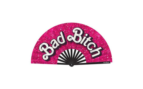 Wood Rocket Bad Bitch Barbie Inspired Hand Folding Fan Premium Satin Design - Party Gifts and Novelties
