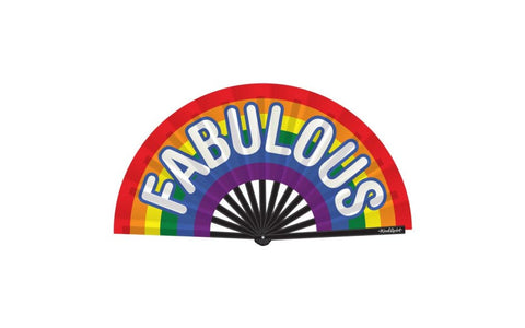 Wood Rocket Rainbow Inspired Design Fabulous Folding Fan Premium Accessory - Party Gifts and Novelties