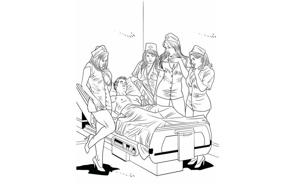 Wood Rocket XXX Nurses Adult Coloring Book with 24 Detailed Illustrations - - Party Gifts and Novelties