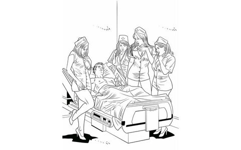 Wood Rocket XXX Nurses Adult Coloring Book with 24 Detailed Illustrations - Party Gifts and Novelties