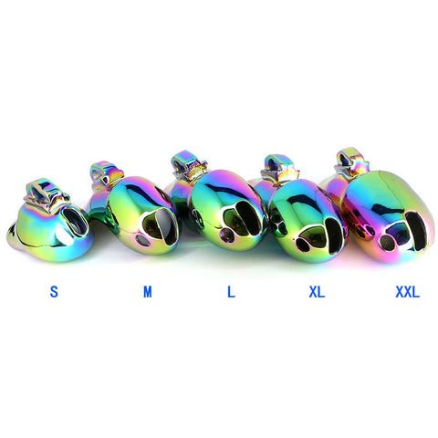 BDStyle Rainbow Male Metal Chastity Cage HTV3 Small with Key Lock - Male Chastity