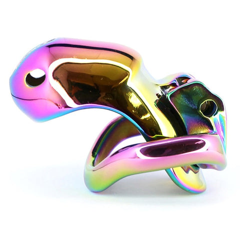 BDStyle Rainbow Male Metal Chastity Cage HTV3 Medium with Security Lock - Male Chastity