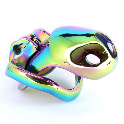 BDStyle Rainbow Male Metal Chastity Cage HTV3 XL with Secure Locking - Male Chastity