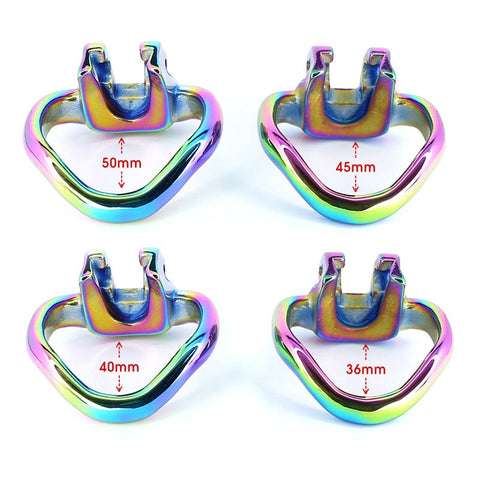 BDStyle Rainbow Male Metal Chastity Cage HTV3 XL with Secure Locking - Male Chastity