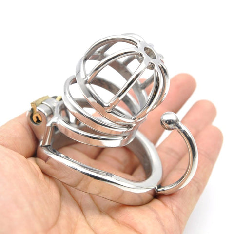 BDStyle New Ball Hook Mens Chastity Cock Cage with Metal Construction - Male Chastity