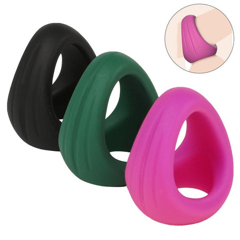 BDStyle 3 in 1 Stretchy Silicone Penis Ring Triple Function Design - Stretchy Cock Rings