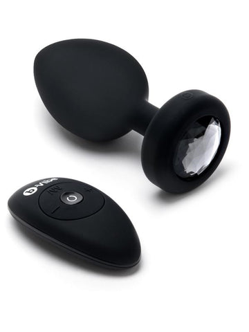 B Vibe Vibrating Jewel Butt Plug XXL Black Premium Anal Vibrator - Butt Plugs