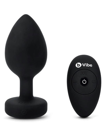 B Vibe Vibrating Jewel Butt Plug XXL Black Premium Anal Vibrator - Butt Plugs