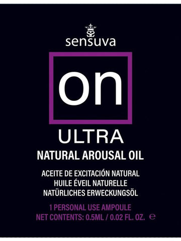 Sensuva On Ultra Arousal Massage Oil Single Use Ampoule Packet with 25% More - Massage Oils and Lubricants