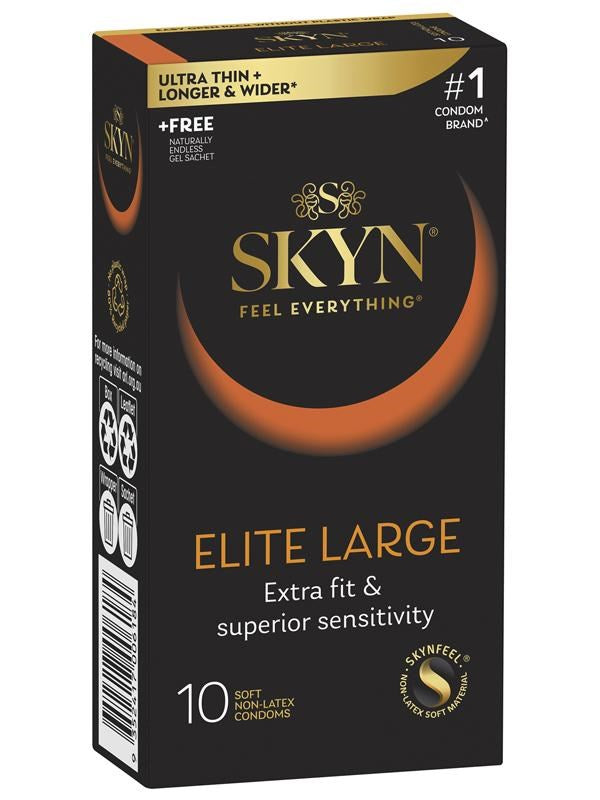 Ansell Skyn Elite Soft & Comfortable Large Condoms 10 Pack Ultra Thin - - Condoms