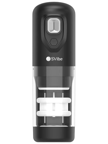 Svibe Ikon Spark Mens Masturbator Transparent Black with Vibration Thrust - Masturbators and Strokers
