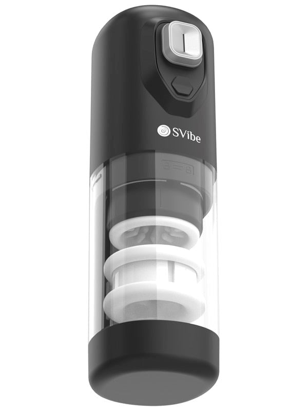 Svibe Ikon Spark Mens Masturbator Transparent Black with Vibration Thrust - - Masturbators and Strokers