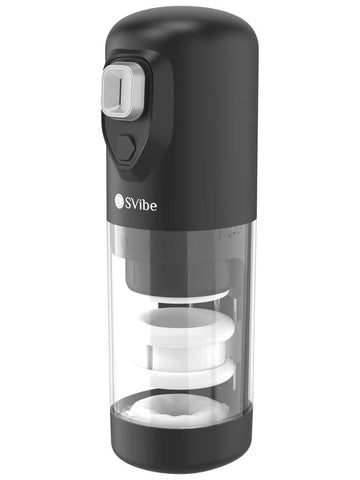 Svibe Ikon Spark Mens Masturbator Transparent Black with Vibration Thrust - Masturbators and Strokers