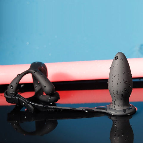 BDStyle Silicone Vibrating Cock Ring with Anal Vibrator - Vibrating Cock Rings