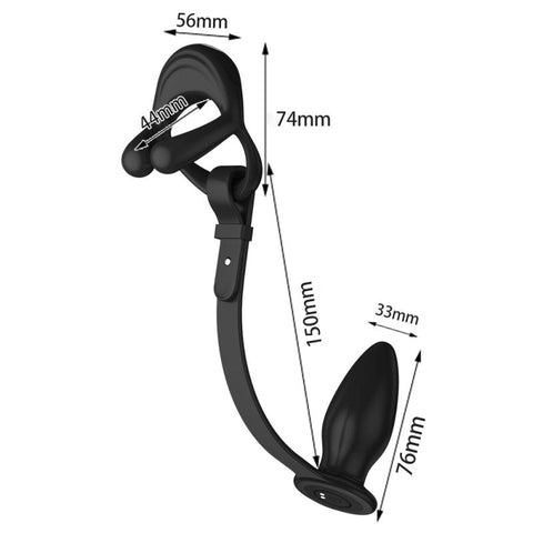 BDStyle Silicone Vibrating Cock Ring with Anal Vibrator - Vibrating Cock Rings