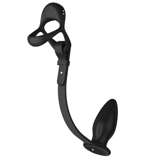 BDStyle 10 Functions Cock and Ball Ring With Anal Plug - - Vibrating Cock Rings