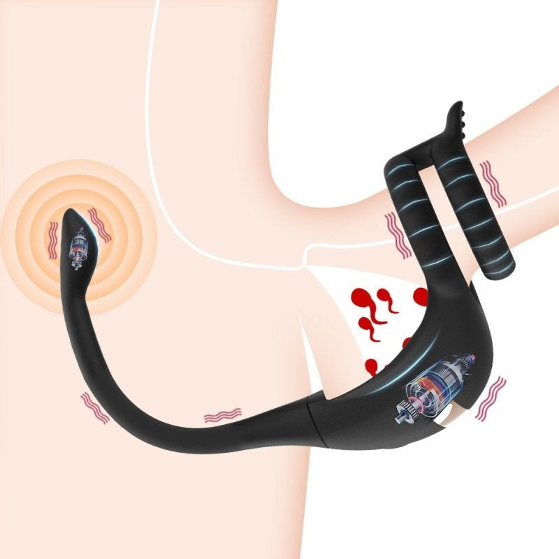 BDStyle App Smart Dragon Knight Mens Cock Ring With Tail - - Vibrating Cock Rings