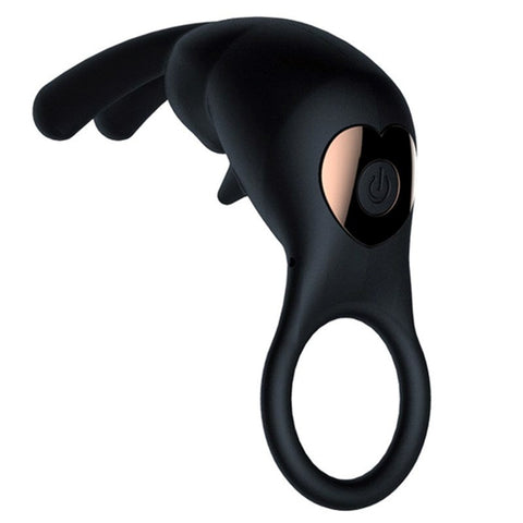 BDStyle Rabbit Ear 10 Frequency Mens Cock Ring with Vibrating Stimulation - Vibrating Cock Rings