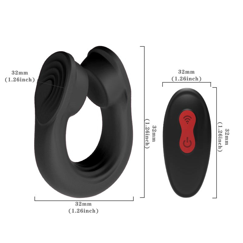 S Hande Headset 18 Frequency Vibration Cock Ring Black Dual Motor Sex Toy - - Vibrating Cock Rings