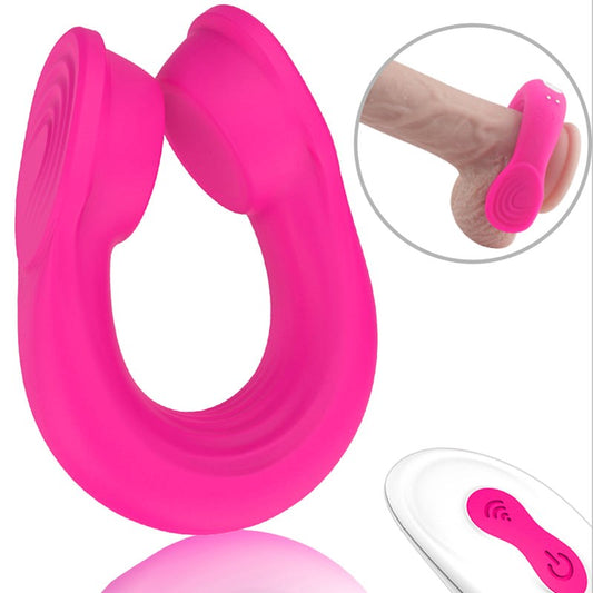 S Hande Headset Multi Functions Vibrating Cock Ring Pink Dual Motor - - Vibrating Cock Rings