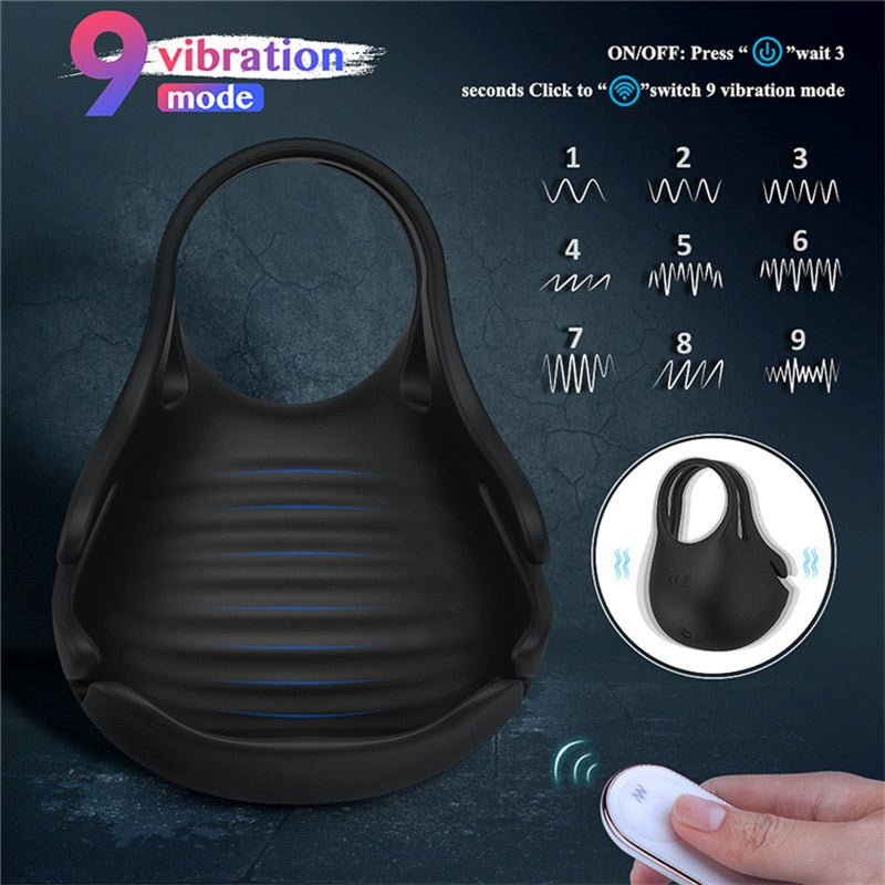 S Hande Nest Scrotum Vibrating Mens Cock Ring with 9 Vibration Modes - - Vibrating Cock Rings