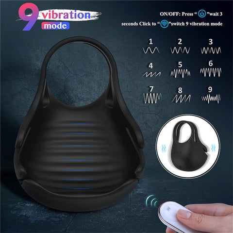 S Hande Nest Scrotum Vibrating Mens Cock Ring with 9 Vibration Modes - Vibrating Cock Rings