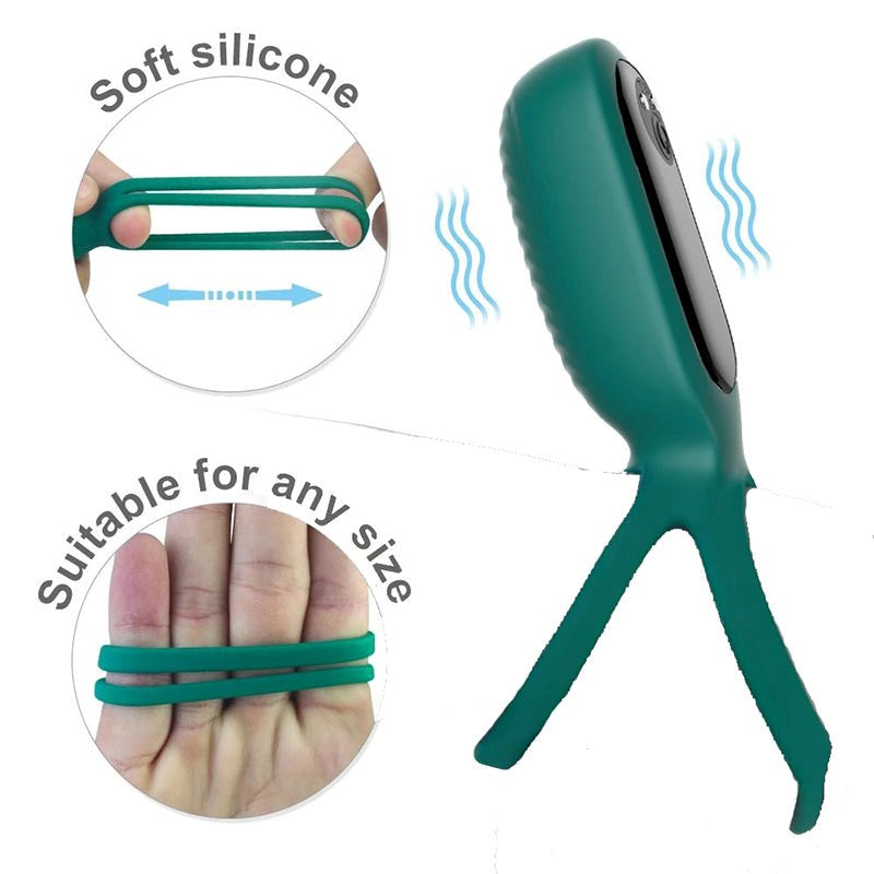 S Hande Squidward 9 Functions Vibrating Cock Ring Green Penis Enhancement - - Vibrating Cock Rings