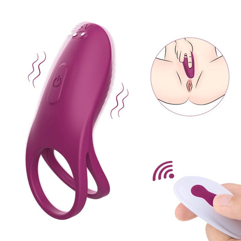 S Hande Trap 9 Functions Rechargeable Cock Ring Claret with 9 Vibration Modes - Vibrating Cock Rings